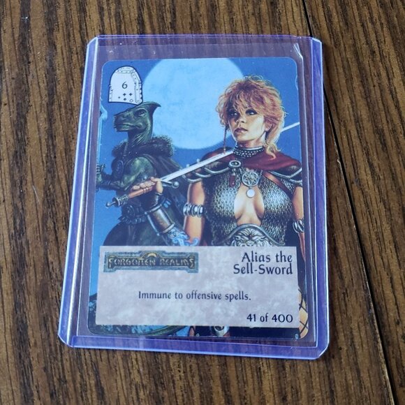 TSR Spellfire CCG 1st Ed. ALIAS THE SELL-SWORD Card #41 of 400 Forgotten Realms - Picture 2 of 3